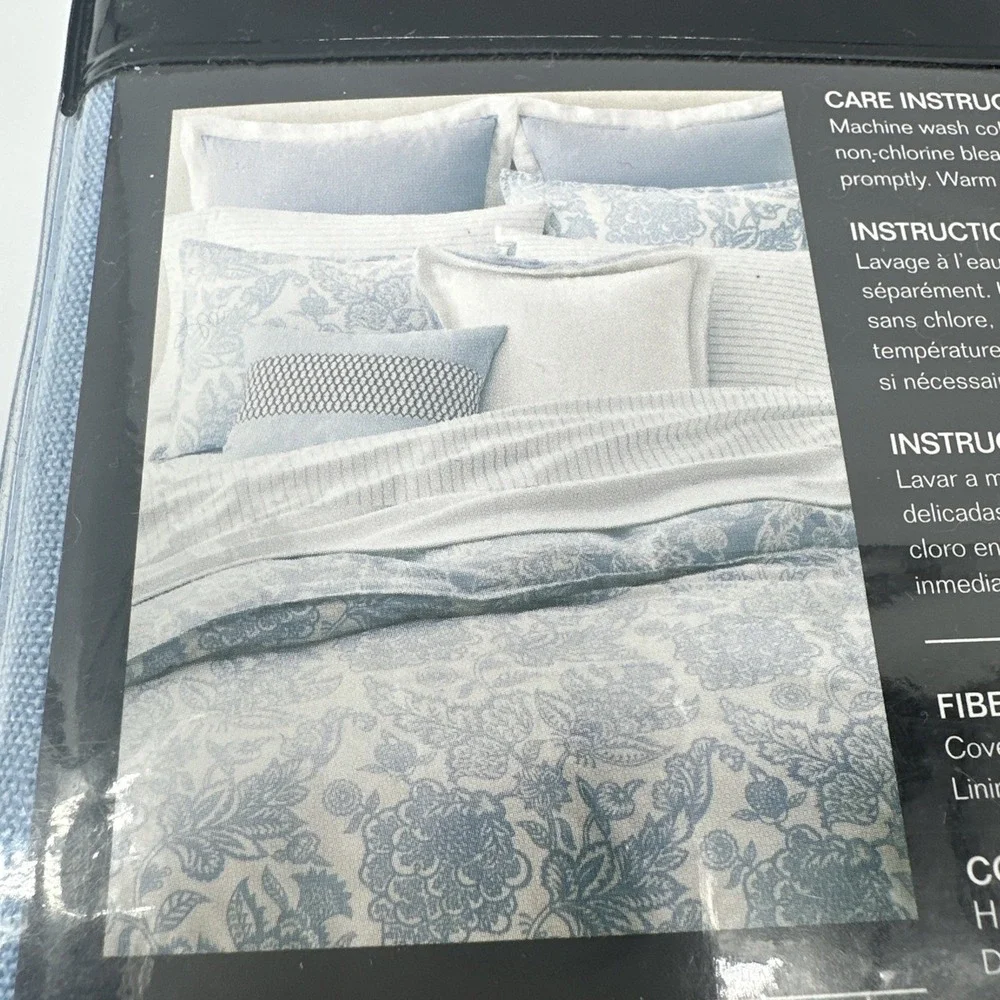 $135 Lauren Ralph Lauren Joanna Linen Frame European Pillow Sham Blue/Aqua/White
